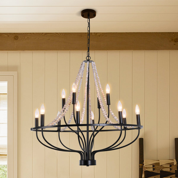 Breakwater Bay Kenwyn 12Light Dimmable Wagon Wheel Chandelier with